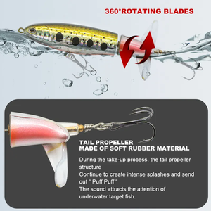 <span class=keywords><strong>Leurre</strong></span> <span class=keywords><strong>de</strong></span> pêche flottant 10cm 14cm <span class=keywords><strong>Whopper</strong></span> Popper, appât artificiel dur avec queue rotative souple, matériel <span class=keywords><strong>de</strong></span> pêche - Product Image 3