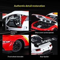Modèle de voiture de course en alliage moulé sous pression à l'échelle 1:24, GT Racing Coupe avec lumières, sons, portes ouvrables, capot, roues directionnelles, aileron arrière