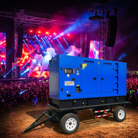 Générateur diesel mobile JSST 100 kW 125 kVA silencieux, avec capot résistant aux intempéries et quatre roues, pour événements en extérieur
