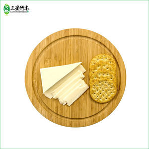 Bamboo <b>cheese</b> cutting board and <b>knife</b> <b>set</b>, round <b>cheese</b> cutting board <b>set</b> with rotation, cooked food plate and cutting board. - Product Image 3