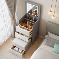 Set Meja Rias Panel Lepas Pasang Gaya Nordic Eropa Mewah dengan Kabinet Cermin dan Laci untuk Kamar Tidur Sekolah
