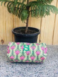 Pochette de maquillage florale en coton faite à la main, prix de gros, cadeaux pour demoiselles d'honneur, sac cosmétique pour demande en mariage, sacs cosmétiques grande capacité pour femmes - Product Image 5