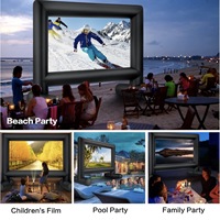 Écran de projection gonflable QILEBA de 14 pieds avec souffleur d'air pour utilisation en extérieur/intérieur, projection avant/arrière, cinéma maison, fêtes