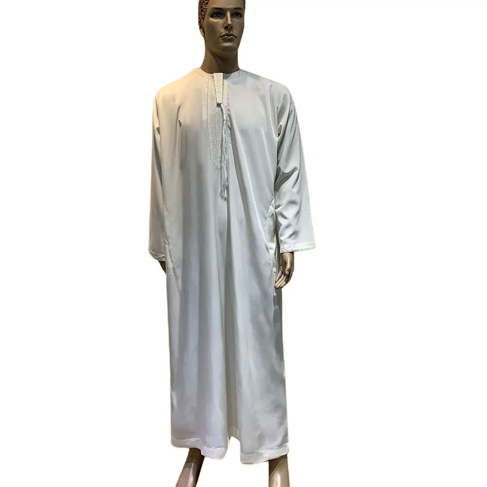 Robe Oman à manches longues en Polyester lisse, six couleurs, mode populaire, robe arabe