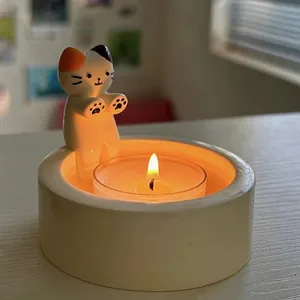 Tempat lilin aromaterapi kartun, tempat lilin kucing lucu dekorasi anak kucing tahan lama