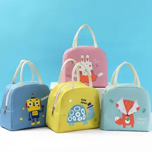 Nouveau dessin animé petit pique-nique sac à lunch motifs animaux enfants école boîte à lunch sac avec poignée enfants sac à lunch