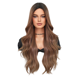 Perruque pour femme sans dentelle, perruque de déguisement pour femme, perruque longue ondulée bouclée, perruque en <span class=keywords><strong>filet</strong></span> rose, perruque synthétique - Product Image 1