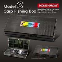 Kotak Peralatan Pancing OEM ABS Tekstur Serat Karbon dengan Pengunci Magnetik dan Penggaris, Kotak Penyimpanan Cangkang Keras untuk Memancing di Danau dan Sungai