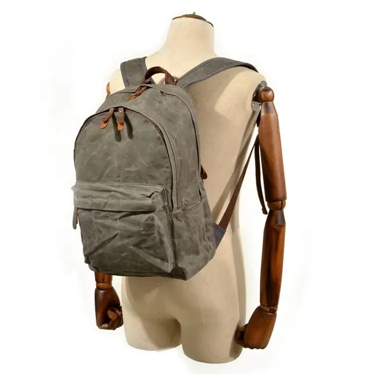 New Designer Waterproof oil wax Canvas Unisex men Vintage Backpacks women Anti-thief Travel Retro School Bags