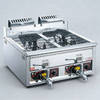 Freidora Comercial de Gas Natural de Doble Tanque de Acero Inoxidable de 12L+12L para Cocina, Pollo Frito, Papas Fritas, Negocios de Catering