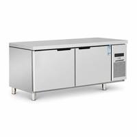Plan de travail commercial en acier inoxydable sous comptoir, double température, avec refroidisseur et congélateur, pour cuisine professionnelle, stockage à froid et préparation, personnalisable