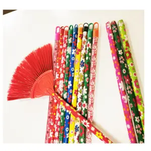 Wholesale Best Price Colorful Flower Design PVC Coating Broom Stick Mop Handle Machine Making Broom And Dustpan Set