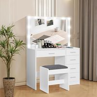 Coiffeuse OEM personnalisée de style nordique avec miroir éclairé, tout-en-un, moderne et minimaliste, pour chambre à coucher, vente en gros directe usine
