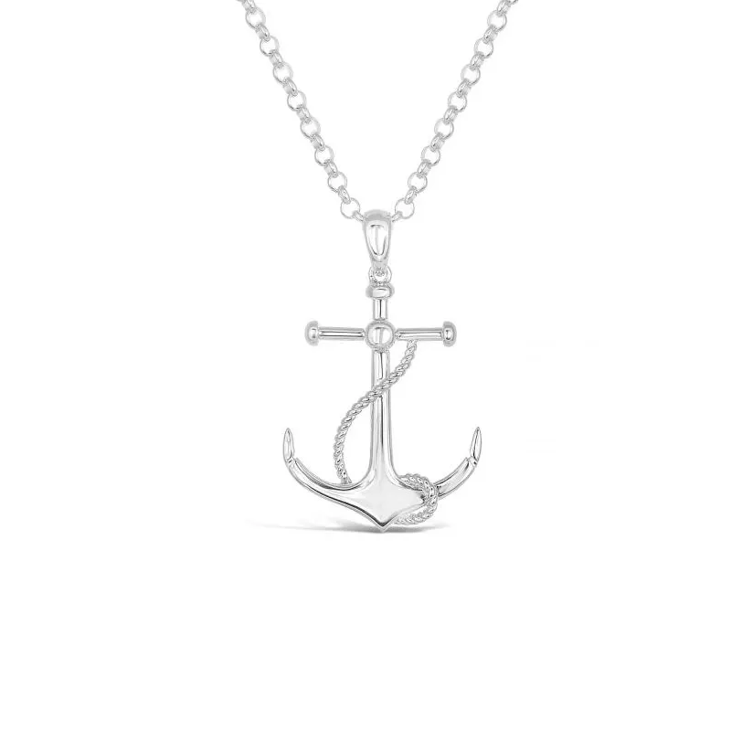 Gold Plated 925 Sterling Silver Necklace Custom S925 Silver Fine Jewelry Necklace Anchor Pendant Necklace for Men women