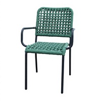 Chaise de bistrot en aluminium moderne empilable et portable pour l'extérieur, idéale pour la cour, avec dossier en corde