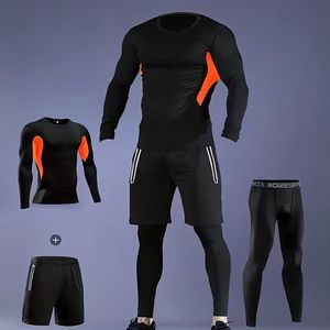 Ensemble de 3 pièces pour hommes, vêtements de sport à haute élasticité, RushGuard Bjj, maille respirante, leggings à manches longues, tenue de course à pied, vêtements d'entraînement - Product Image 3