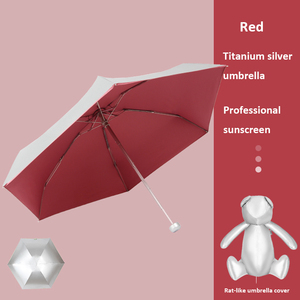 Argent titane Revêtement Poche Taille Mini Uv Coupe-Vent <span class=keywords><strong>Cinq</strong></span> Pliant Petit <span class=keywords><strong>5</strong></span> Fois Parapluie Avec Rangemant Pour Poupée d'enfant - Product Image 5