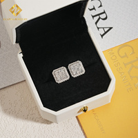 Élégant pas cher prix haute qualité en vrac Stock Hip Hop rappeur bijoux 925 argent Sterling VVS1 Moissanite boucle d'oreille vis arrière