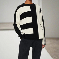 Pull en tricot pour homme, design de créateur, rayures noires et blanches, jacquard, manches longues, tricot d'hiver pour la saison d'automne