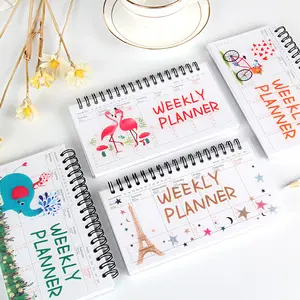 50sheets/book Stationery Cartoon Tear-out Weekly Plan Schedule Book Student Portable Loop Flip Notebook 4 Options