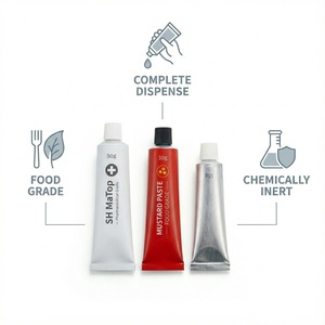 Tubo de Aluminio Plegable con Boquilla Sellada Herméticamente y Tapa Perforadora para Envasado de Pasta de Alimentos de Grado Farmacéutico y Mostaza - Product Image 6