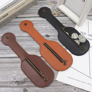 Wholesale Racket Shape PU Leather Coin <b>Purse</b> with Zipper <b>Cute</b> Paddle Shaped Mini Wallet for Coins Novelty Coin Pouch - Product Image 3