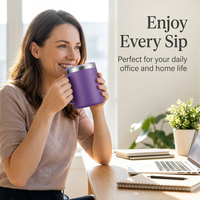 Mug à café en acier inoxydable de qualité alimentaire 18/8 à double paroi isolé sous vide avec poignée, pour le bureau, la maison, le camping