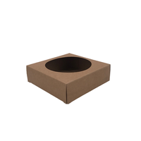 Boîte cadeau en papier kraft effet cuir avec revêtement UV et fenêtre de présentation gaufrée pour sous-verres et autocollants de réfrigérateur