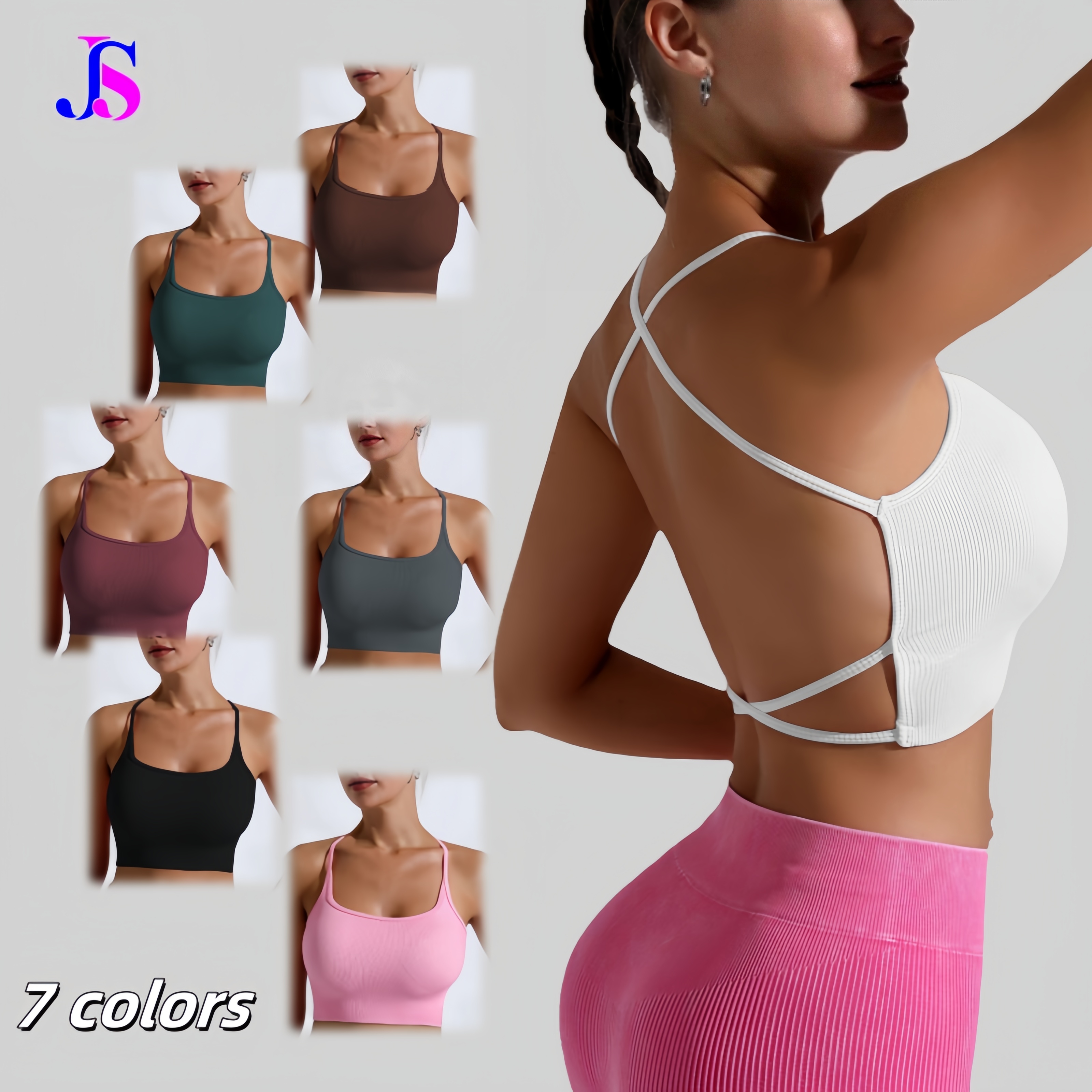 New Outdoor Sports Gym Running Fitness Workout Yoga Top Double Sided Backless Cross High Stretch Sports Bra Thread Vest Women