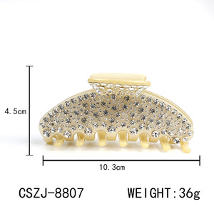 Pinces à cheveux en acétate CANYUAN, mode, entièrement serties de diamants, pour cheveux longs, accessoires pour cheveux couleur champagne pour femmes, logo personnalisé, vente en gros - Product Image 2