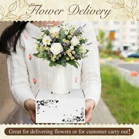 Boîte de livraison de fleurs en carton recyclé personnalisée, réutilisable, robuste, pour vase, boîte d'expédition en carton ondulé pour fleuriste