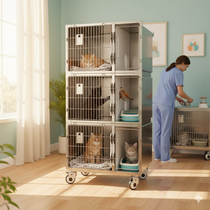 Jaula Grande para Perros y Gatos de Clínica <span class=keywords><strong>Veterinaria</strong></span> ADZIA, Jaula Profesional para Observación de Gatitos, Jaula de Cría para Mascotas de Acero Inoxidable 304 para Interiores - Product Image 3