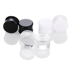 Boucles d'oreilles dilatatrices en acrylique massif, bijoux corporels, grande taille 3mm-20mm, noir et blanc, pour l'élargissement des oreilles - Product Image 3