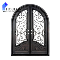 Luxe Royal Chinois Top Marque Français Extérieur Double Verre Portes En Fer Forgé Porte D'entrée Extérieure