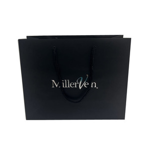 Sac en papier noir en carton avec Logo imprimé personnalisé, sacs en papier pour le Shopping, emballage de vêtements de luxe, sac de transport de cadeaux - Product Image 1