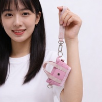 Gantungan Tas Pink Lepas Pasang, Dompet Koin Mini untuk Anak & Wanita, Gantungan Kunci Kecil dengan Pengait, Dompet Koin Mini, Tas Pergelangan Tangan