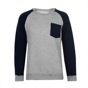 Sweat-shirt unisexe à col rond et manches raglan, couleur unie, avec poche, en coton tricoté, décontracté, automne, écologique, 300g, coupe classique - Product Image 1
