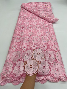 Encaje de red francés elegante y suave de NI.AI con bordado, perlas, cuentas y lentejuelas para vestidos de novia de lujo y vestidos de fiesta. - Product Image 6