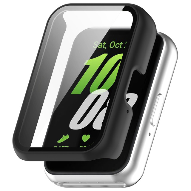 PC Electroplate Protective Cover Watch Case Tempered Glass Screen Protector Watch Case for Samsung Galaxy Watch Fit 3 SM-R390