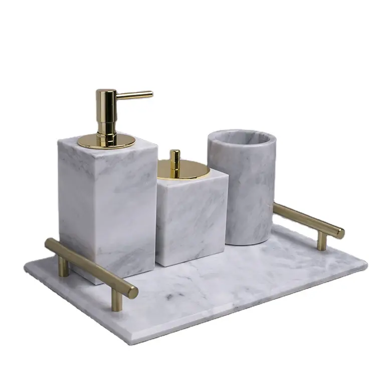 Nature Marble Bathroom Accessories Bathroom Marble Set Hotel Home Decoration 5 Pcs High Quality Bathroom Accessories Set