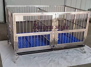 Cage pour chien de grande taille Baiyou, style luxueux, tube carré en acier inoxydable, parc pour chiots, bac en plastique, écologique - Product Image 3