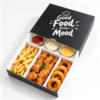 Boîte d'emballage alimentaire personnalisée avec séparateurs et coupelles à sauce, boîte à emporter écologique pour poulet frit, frites, salade