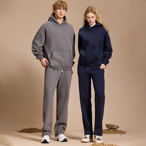 Unisex Straight for Fall Winter Fleece Lined Warm and Comfortable Long Sleeve Hooded Sweatshirt Sports Casual <b>Set</b> Solid Color - Product Image 4