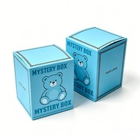 Boîte cadeau pliante en papier imprimée avec un ours de dessin animé, boîte mystère de mode avec logo personnalisé, pour cosmétiques, bijoux, jouets, emballage surprise