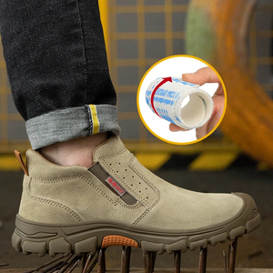 Chaussures de sécurité pour hommes en cuir velours, anti-écrasement, anti-perforation, avec embout en acier et semelle antidérapante - Product Image 3