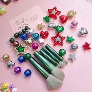 B4001 Neuankömmling Handgemachte Weihnachten Metall Perlen Make-up Pinsel Personal isierte DIY Neuheit Perlen Pinsel für Schmuck herstellung Spielzeug - Product Image 5