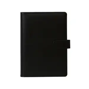 High Quality Purple 6 Rings PU Leather Hardcover Budget Binder A6 Two Pockets Customer Binder With PVC Envelopes