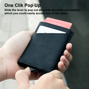 Hot Selling Minimalist Aluminum Metal Pu Leather Card <b>Wallet</b> Minimalist With Pop up Button Slim Minimalist Bifold <b>Wallet</b> <b>Men</b> - Product Image 3