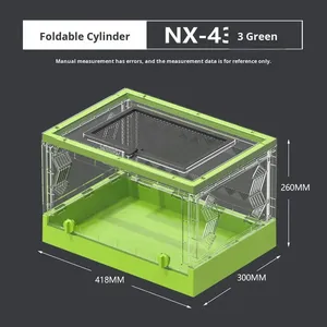 Terrarium pliable en plastique tendance pour reptiles 42x30x26 cm, habitat portable transparent avec porte frontale et dessus en maille pour la maison - Product Image 6