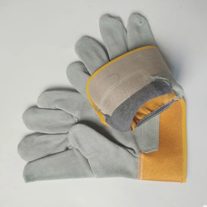 Guante de trabajo de Palma de cuero de vaca con acabado de gamuza, logotipo personalizado para trabajos de construcción - Product Image 3